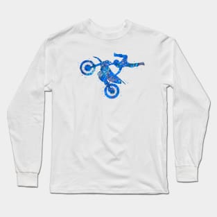 Motocross freestyle blue art Long Sleeve T-Shirt